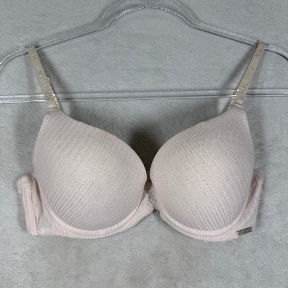 Nautica Intimates Pink Ribbed‎ Padded Underwire T-Shirt Bra 34C 4102-65